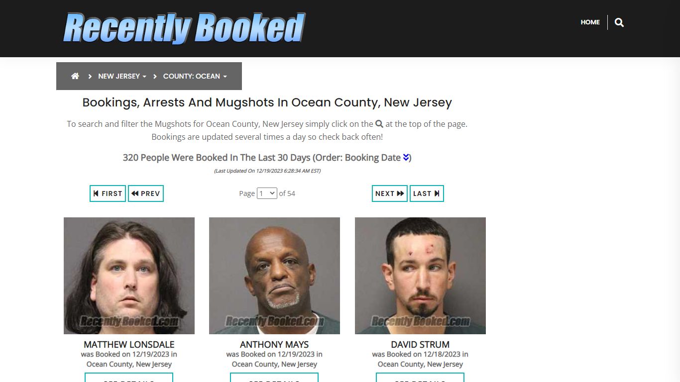 Bookings, Arrests and Mugshots in Ocean County, New Jersey